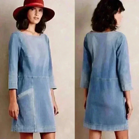 NWT AG Adriano Goldschmied Denim Knit Cocoon Dress in Medium Wash - Picture 1 of 8